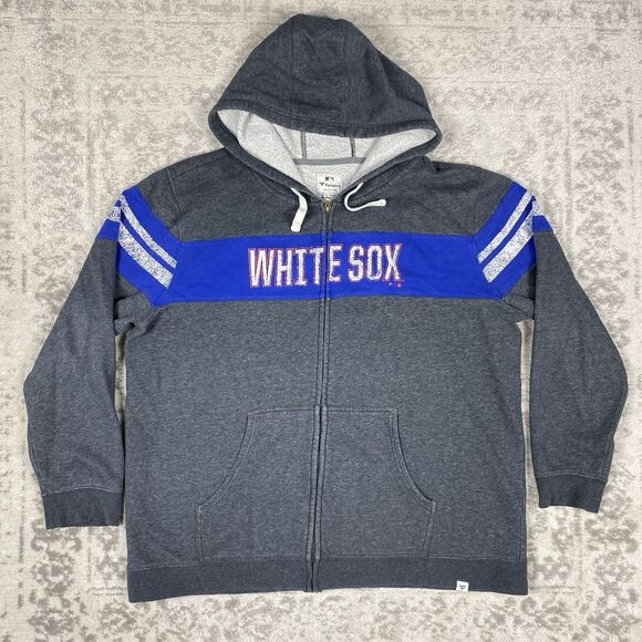 Fantastic Jacket White Sox Full Zip- Up Hoodie Gray Blue Mens Size 3XL XXXL - Picture 1 of 5